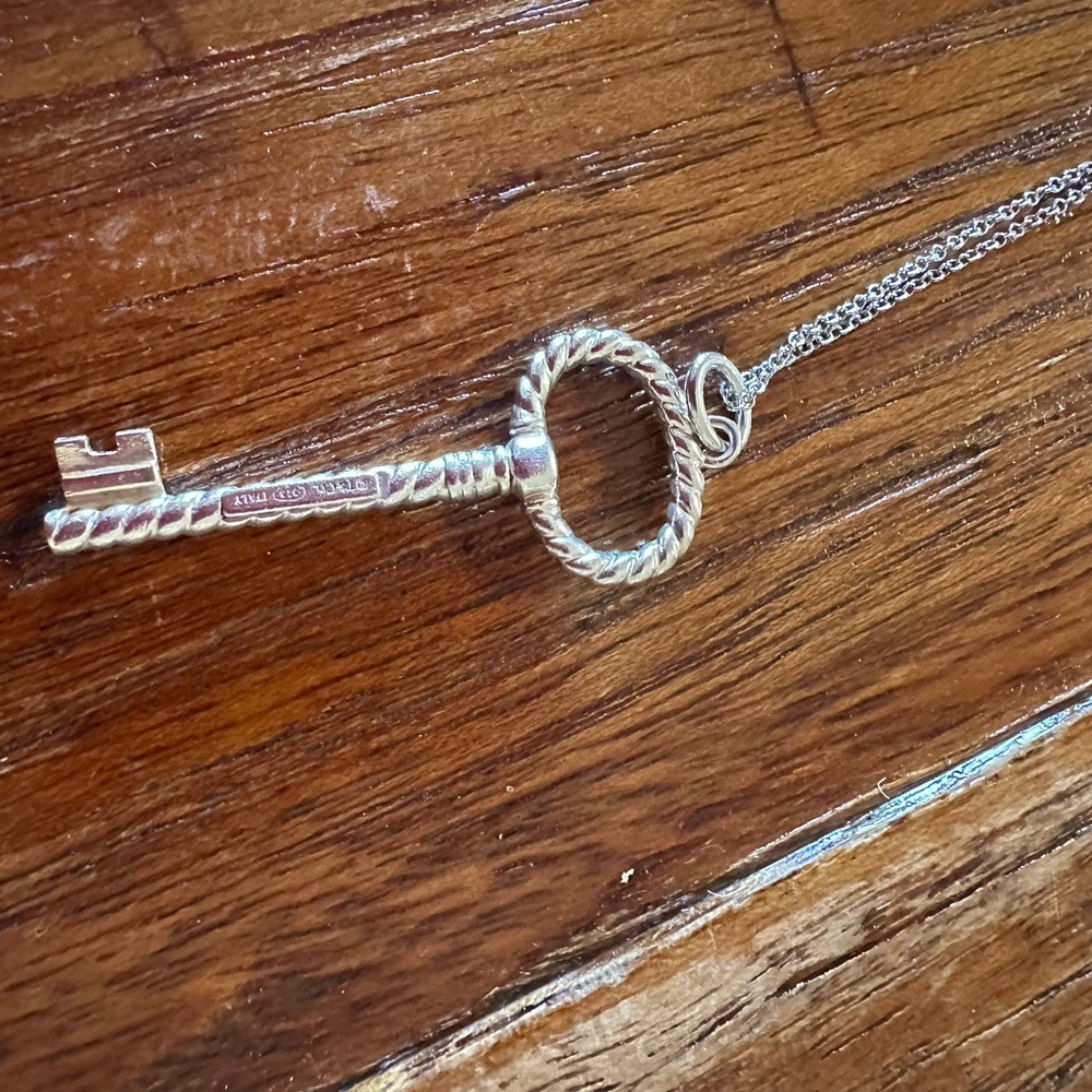 Tiffany & Co Silver Key Pendant Necklace - Silver Key Charm. - Picture 5 of 7